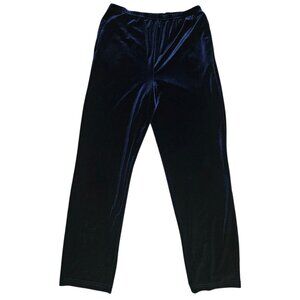 COLDWATER CREEK Velvet Pants Womens Medium Blue Stretch Pocket High Rise Relaxed